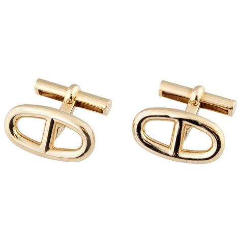 hermes cufflinks gold and enamel